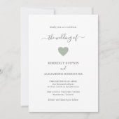 Invitation Moderne Simple Cute Heart Green Sage Mariage (Devant)