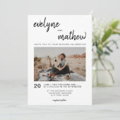 Invitation Moderne simple décontracté noir blanc mariage phot (Debout devant)