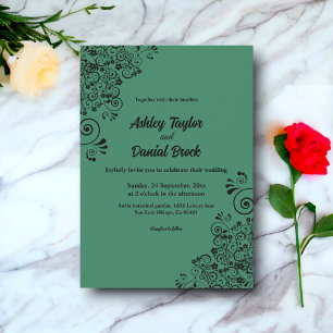 Invitation Moderne Simple Décoratif Boho Vert Floral Mariage