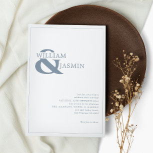 Invitation Moderne simple Dusty Bleu Borderred Mariage