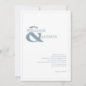 Invitation Moderne simple Dusty Bleu Borderred Mariage (Devant)