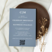 Invitation Moderne simple Dusty Blue Monogram Mariage de code