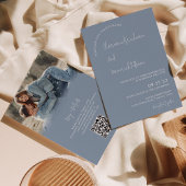 Invitation Moderne simple Dusty Blue RSVP QR code Mariage