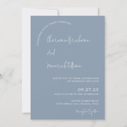 Invitation Moderne simple Dusty Blue RSVP QR code Mariage (Devant)
