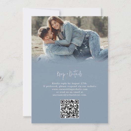 Invitation Moderne simple Dusty Blue RSVP QR code Mariage (Dos)