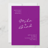 Invitation Moderne simple élégant Mariage violet (Devant)