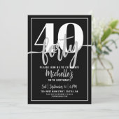 Invitation Moderne Simple élégant Script 40e fête d'anniversa (Debout devant)