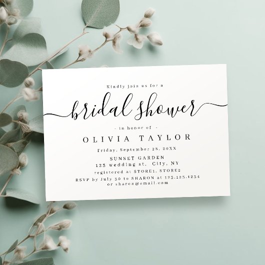Invitation Moderne simple élégant script douche de mariée
