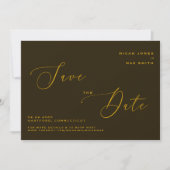 Invitation Moderne simple Enregistrer la date Brown & Or (Devant)