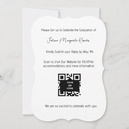 Invitation Moderne Simple Espagnol Script photo Grad (Dos)
