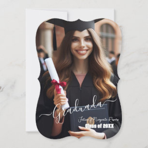 Invitation Moderne Simple Espagnol Script photo Grad