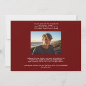 Invitation Moderne Simple foncé rouge photo graduation (Dos)