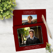 Invitation Moderne Simple foncé rouge photo graduation