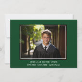 Invitation Moderne Simple Forest Green Photo Graduation (Devant)