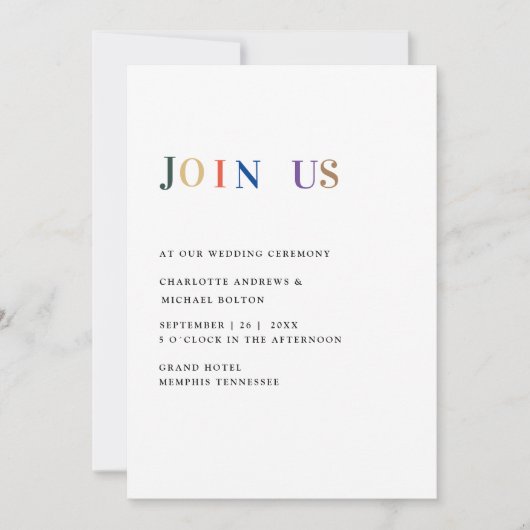 Invitation Moderne, simple, frisch Hochzeit (Devant)
