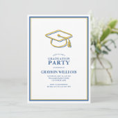 Invitation Moderne Simple Graduation Cap Grad Party (Debout devant)