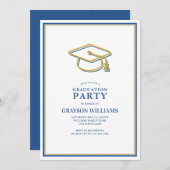 Invitation Moderne Simple Graduation Cap Grad Party (Devant / Derrière)