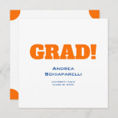 Invitation Moderne Simple Graduation Orange et Carré bleu (Devant / Derrière)