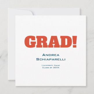 Invitation Moderne Simple Graduation Party Carré rouge et ble