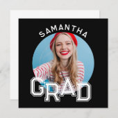 Invitation Moderne Simple High School - Photo Graduation (Devant / Derrière)