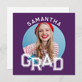 Invitation Moderne Simple High School - Photo Graduation (Devant / Derrière)