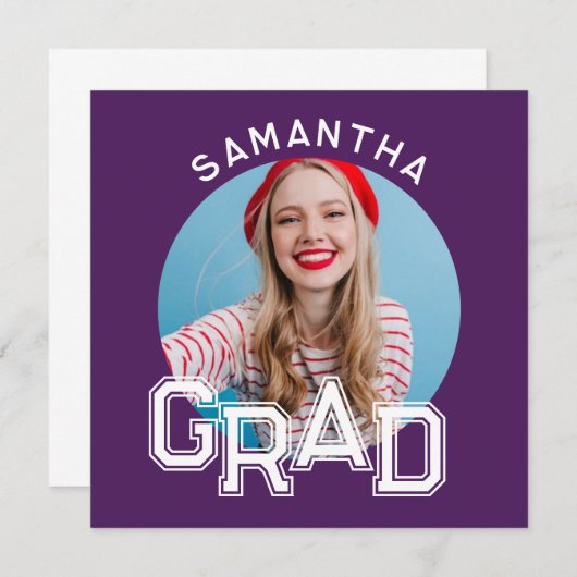 Invitation Moderne Simple High School - Photo Graduation (Devant / Derrière)