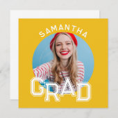 Invitation Moderne Simple High School - Photo Graduation (Devant / Derrière)
