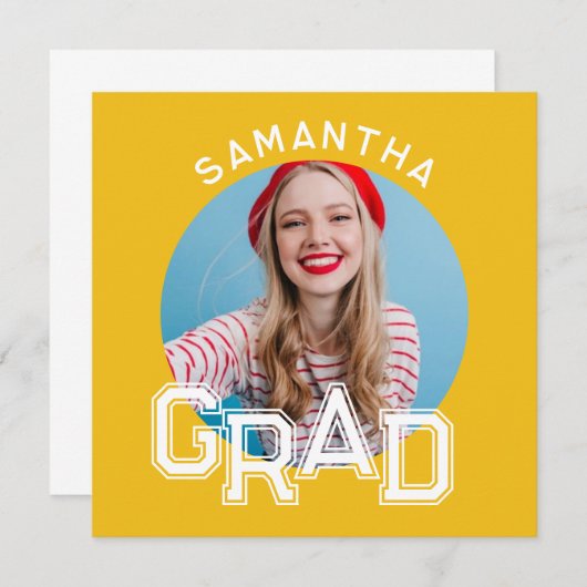 Invitation Moderne Simple High School - Photo Graduation (Devant / Derrière)