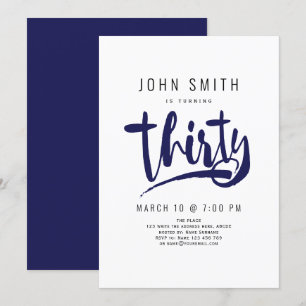 Invitation Moderne, Simple, Homme Trente fêtes Anniversaire