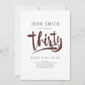 Invitation Moderne, Simple, Homme Trente fêtes Anniversaire (Devant)