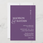 Invitation Moderne simple Lavender Monogramme Mariage photo (Devant)