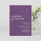 Invitation Moderne simple Lavender Monogramme Mariage photo (Debout devant)