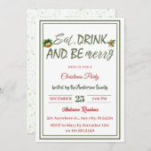 Invitation Moderne simple manger Boire Be Joyeux Noël Party (Devant / Derrière)