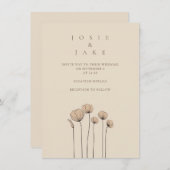 Invitation Moderne simple mariage fleur sauvage (Devant / Derrière)