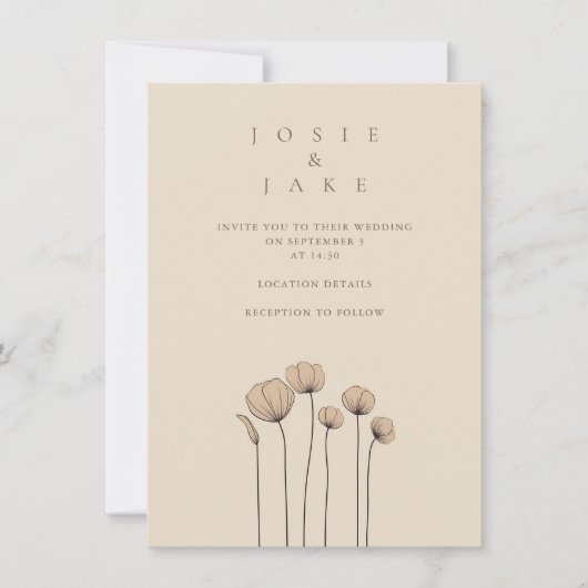 Invitation Moderne simple mariage fleur sauvage (Devant)