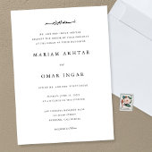 Invitation Moderne Simple Mariage islamique noir et blanc