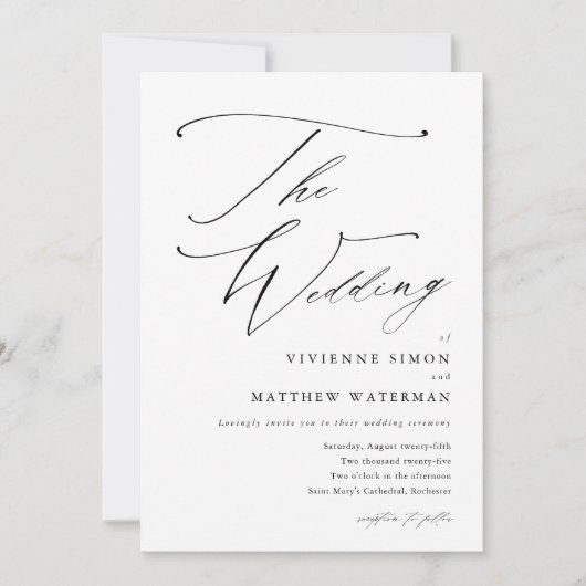 Invitation Moderne simple Mariage noir et blanc (Devant)