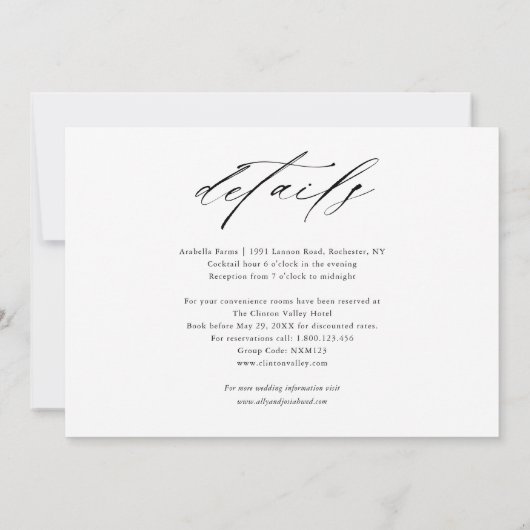 Invitation Moderne simple Mariage noir et blanc (Dos)
