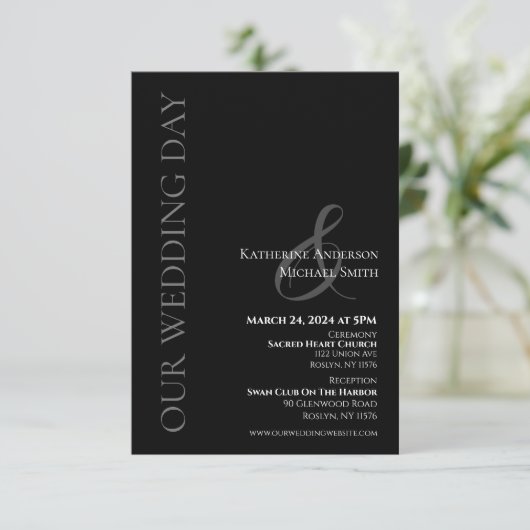 Invitation Moderne simple Mariage-noir et blanc (Debout devant)