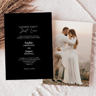 Invitation Moderne Simple Mariage Photo Noir Sans Chose Super