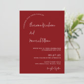 Invitation Moderne Simple Maroon RSVP QR code Mariage (Debout devant)