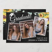 Invitation Moderne Simple Minimaliste 3 PHOTO Graduation Part (Devant / Derrière)