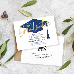 Invitation Moderne Simple Minimaliste Graduation Party QR cod