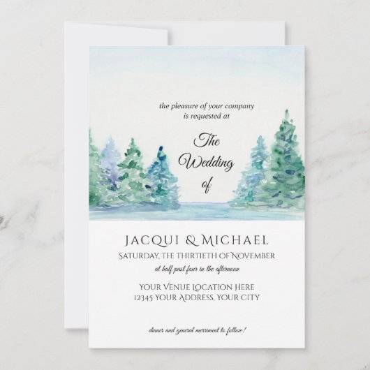 Invitation Moderne Simple Mountain Lake n Forest Mariage (Devant)