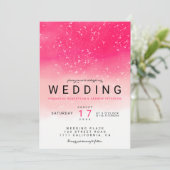 Invitation Moderne simple néon rose ombre mariage (Debout devant)