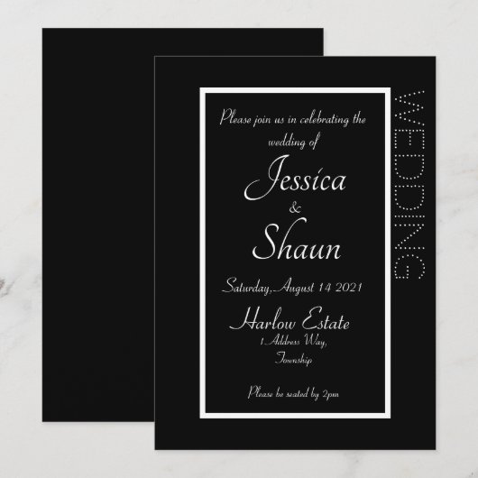 Invitation Moderne Simple Noir (Devant / Derrière)