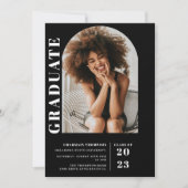 Invitation Moderne simple noir & blanc Arc Photo Graduation (Devant)