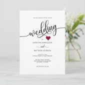 Invitation Moderne simple noir, blanc Mariage de coeur BURGUN (Debout devant)