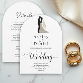 Invitation Moderne Simple Noir & Blanc Romantique Chic Mariag