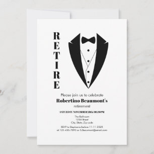 Invitation Moderne Simple Noir Blanc Tuxedo 50e anniversaire